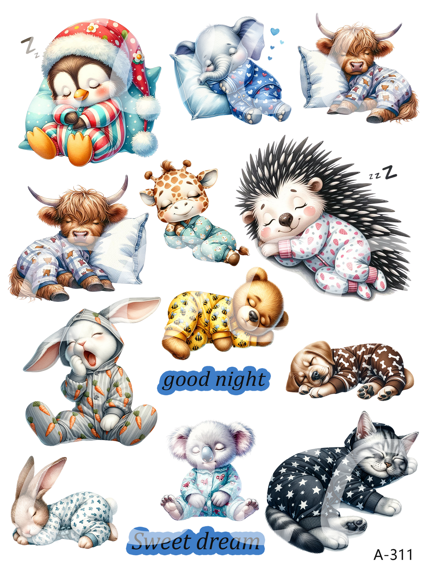 A308-A318 embossed sticker A311 embossed sticker