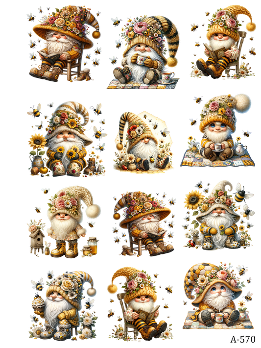 Gnomes embossed stickers bundle for journal scrapbook(20pcs + free holder)