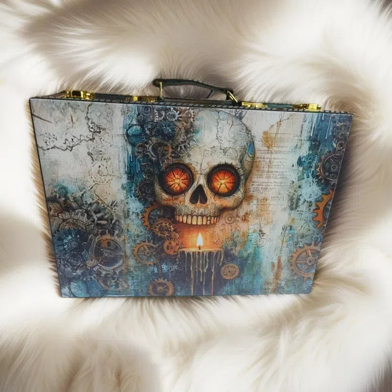 Steampunk skull suitcase