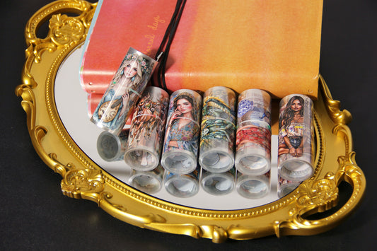 Exotic Charm Boho Africa West Lady & Nature Pet Tape Journal Stickers for Creative Projects Planner Supplies Craft Supplies