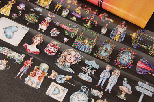 Wonderland PET Tape - Alice In Wonderland Journal Stickers for Creative Journaling & Scrapbooking