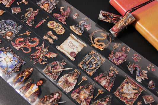 Celestial Dragon Medieval Magic Mystery Lady Pet Tape Journal Stickers Craft Supplies Planner Supplies for Creative Projects