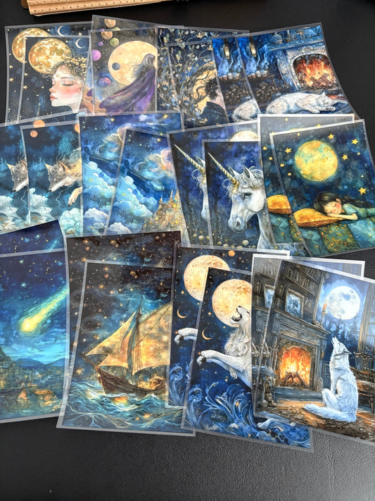 X11 PET background sticker junk journal, scrapbooking,bullet journal, card making 1pack 24 pcs (pattern size 6.4*8.7 cm)