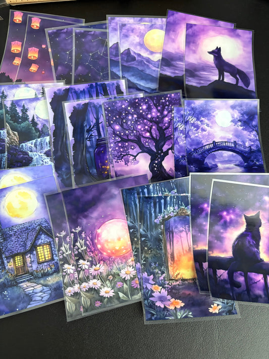 X17 PET background sticker junk journal, scrapbooking,bullet journal, card making 1pack 24 pcs (pattern size 6.4*8.7 cm)