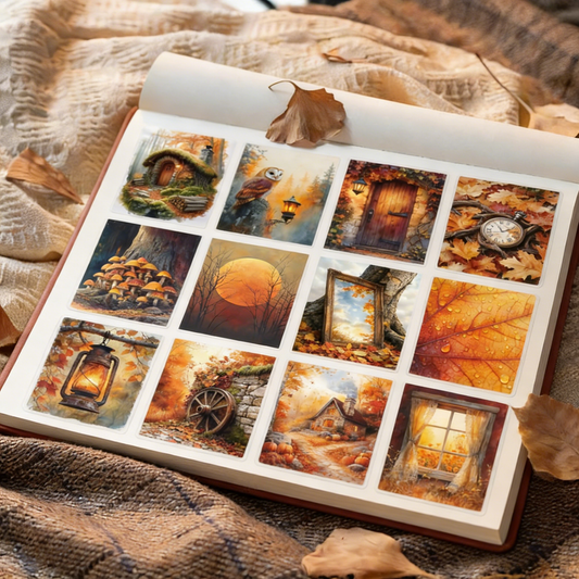 X23PET Autumn background sticker junk journal, scrapbooking,bullet journal, card making 1pack 24 pcs (pattern size 6.4*8.7 cm)