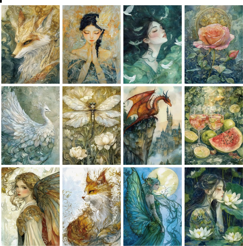 X12 PET background sticker junk journal, scrapbooking,bullet journal, card making 1pack 24 pcs (pattern size 6.4*8.7 cm)