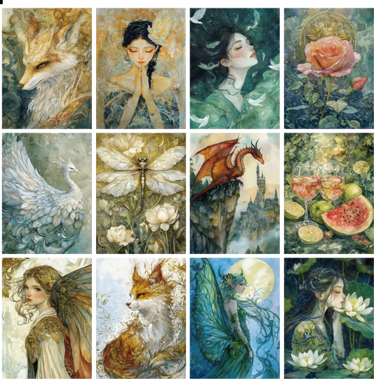 X12 PET background sticker junk journal, scrapbooking,bullet journal, card making 1pack 24 pcs (pattern size 6.4*8.7 cm)