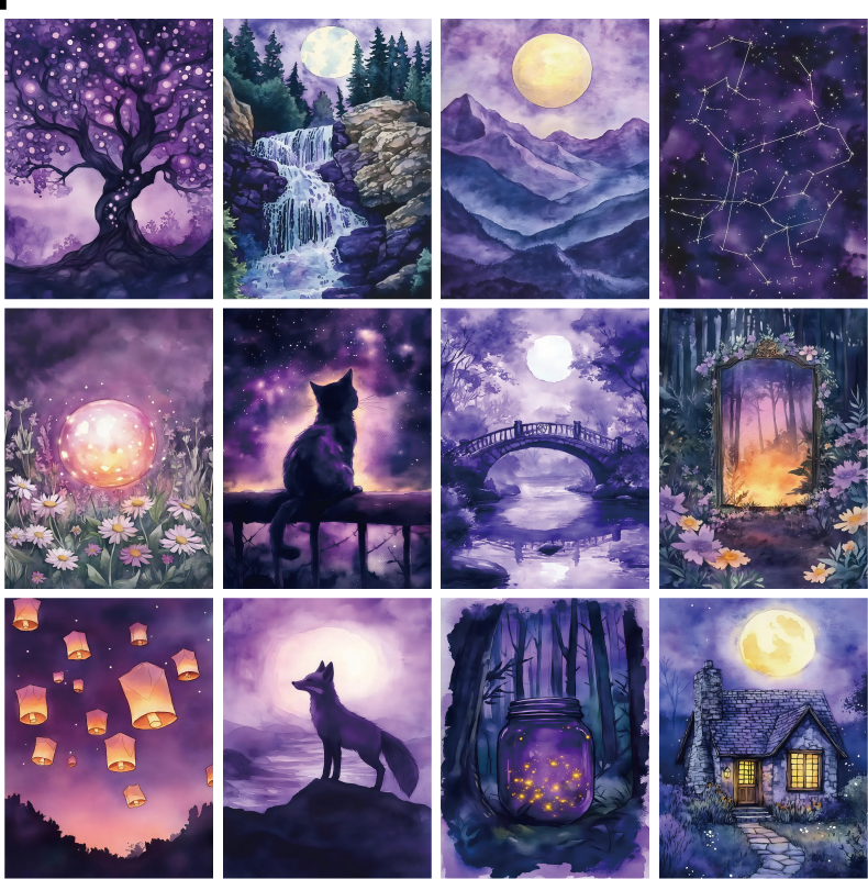 X17 PET background sticker junk journal, scrapbooking,bullet journal, card making 1pack 24 pcs (pattern size 6.4*8.7 cm)