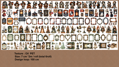 Gothic Witches Circus Pet Tape Journal Stickers Craft Supplies Planner for Creative Projects