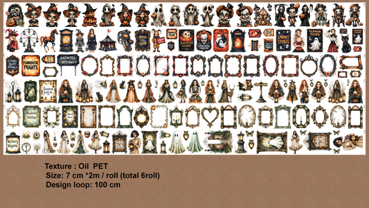 Gothic Witches Circus Pet Tape Journal Stickers Craft Supplies Planner for Creative Projects