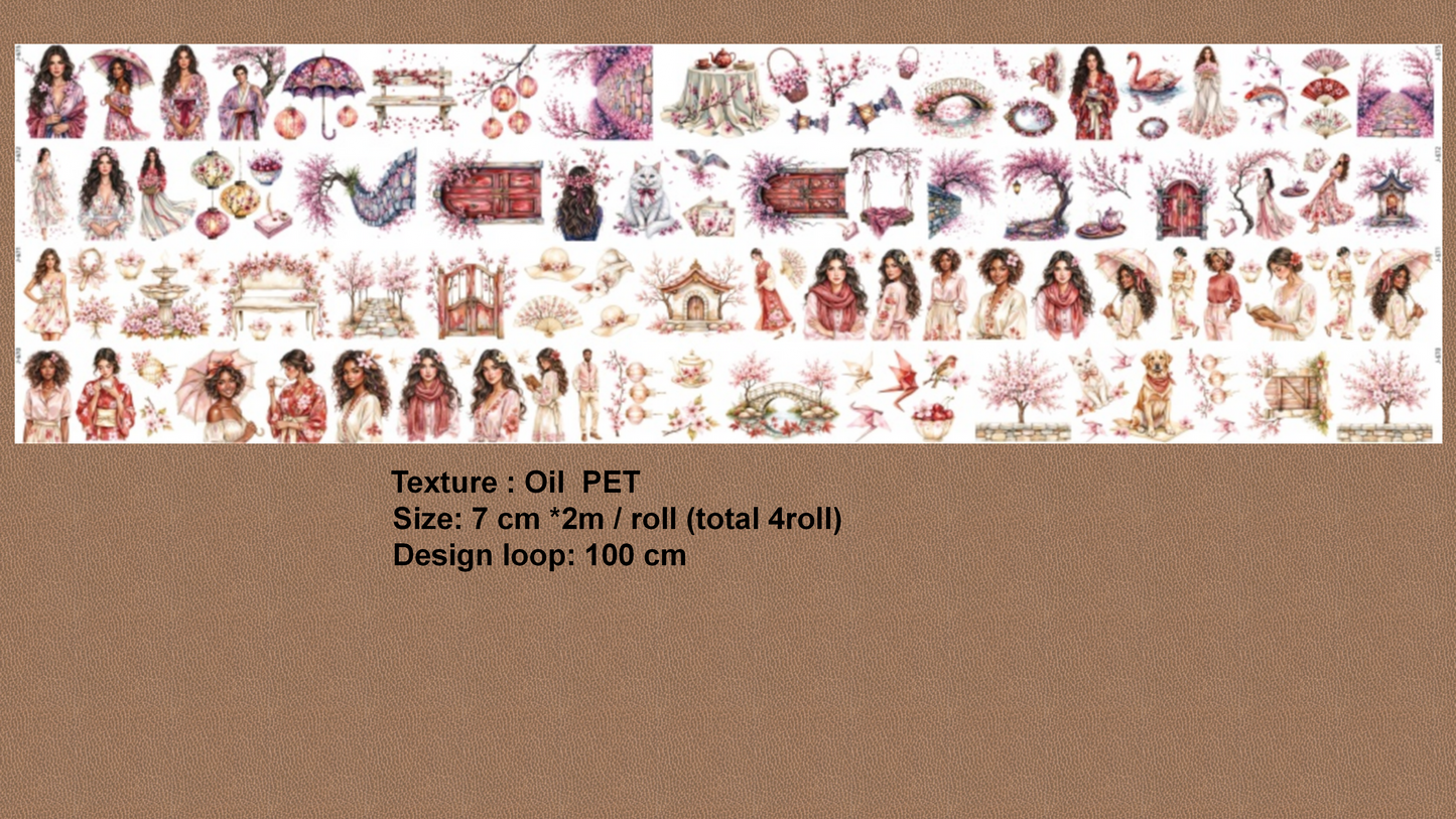 Sakura Dreamy Cherry Blossom Journal Stickers Spring Bossom Pet Tape Craft Supplies for Creative Projects Planner Decorative Touch