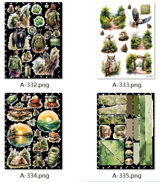 A332-A335 embossed sticker A set