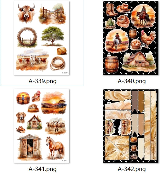 A339-A342 embossed sticker A set