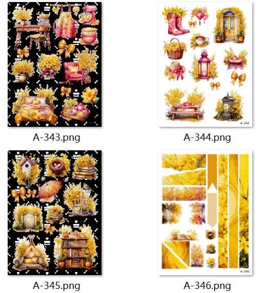 A343-A346 embossed sticker A set