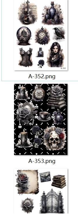 A352-A354 embossed sticker A set