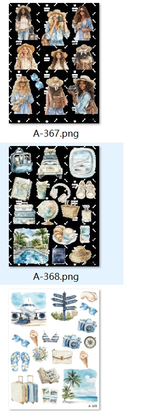 A367-A369 embossed sticker A set