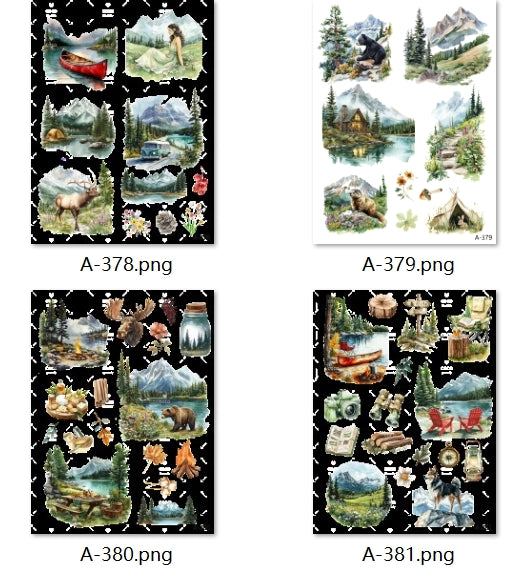 A378-A381 embossed sticker A set