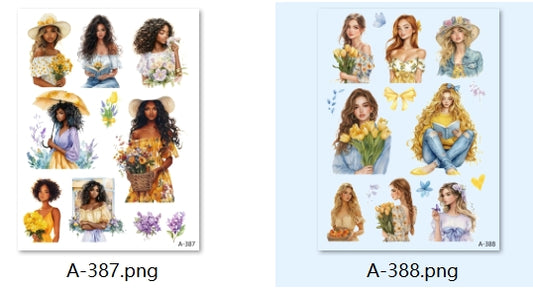 A387-A388 embossed sticker A set