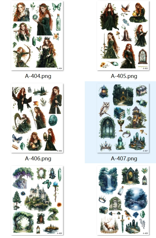 A404-A409 embossed sticker A Set embossed sticker