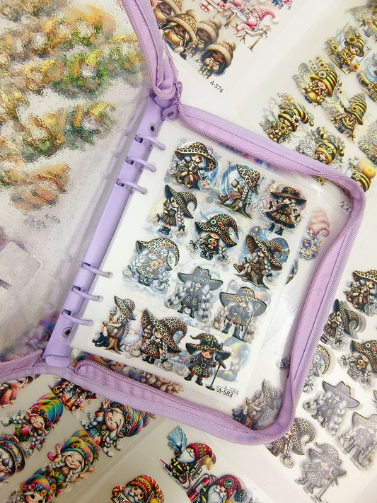 Gnomes embossed stickers bundle for journal scrapbook(20pcs + free holder)