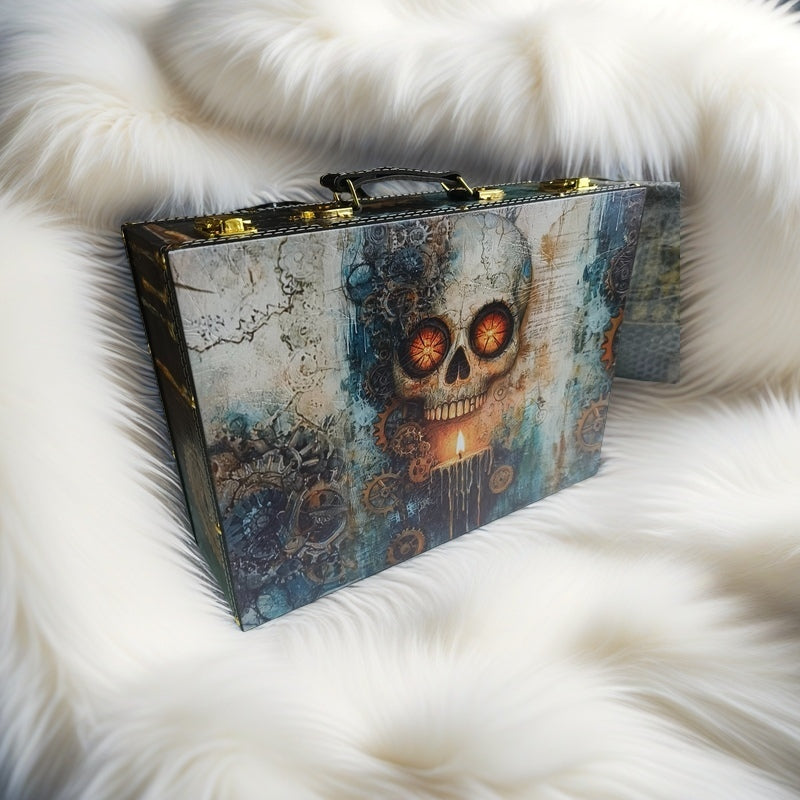 Steampunk skull suitcase