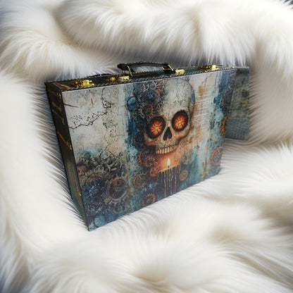 Steampunk skull suitcase
