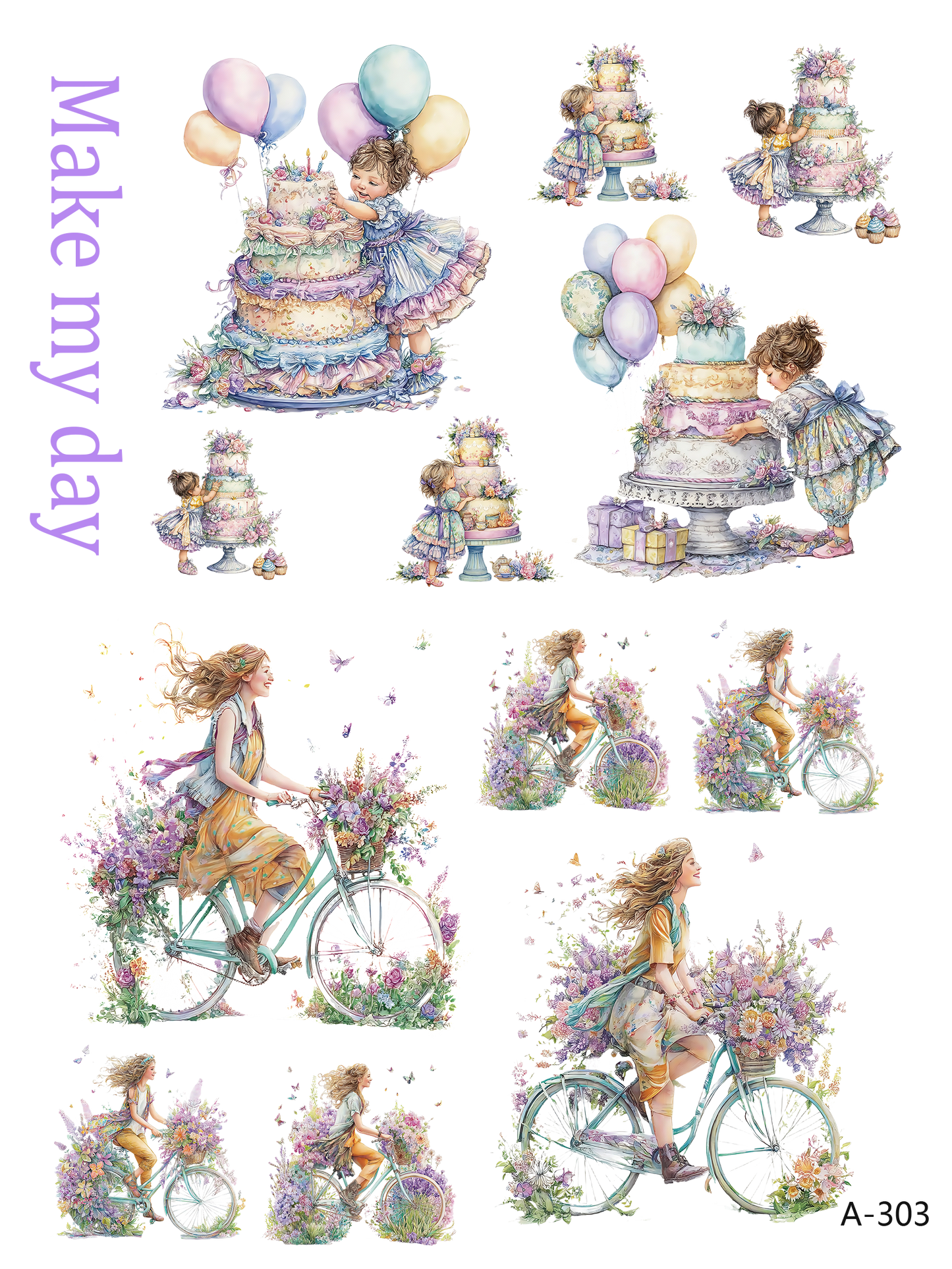 A297-A307 embossed sticker A303 embossed sticker