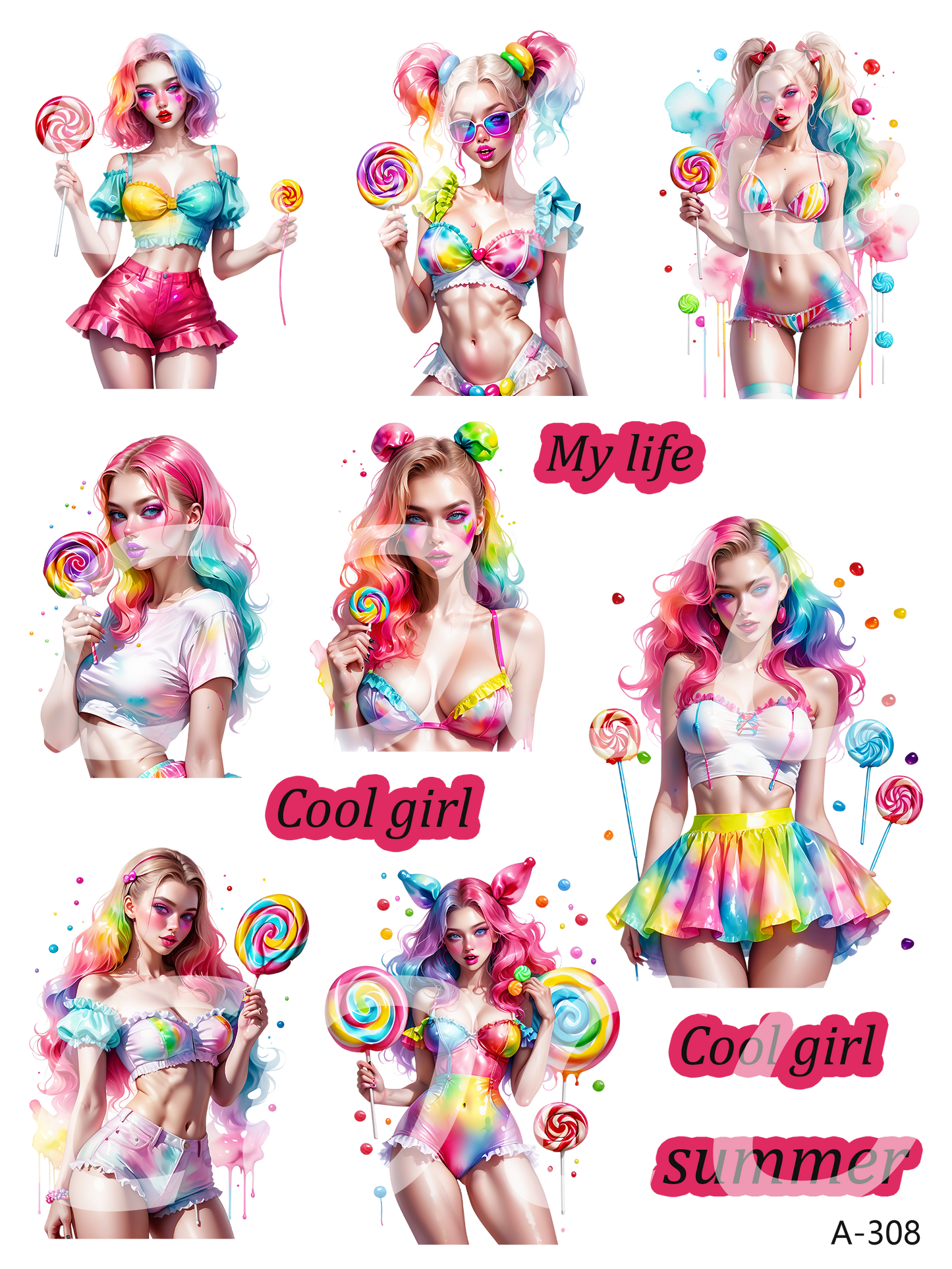 A308-A318 embossed sticker A308 embossed sticker