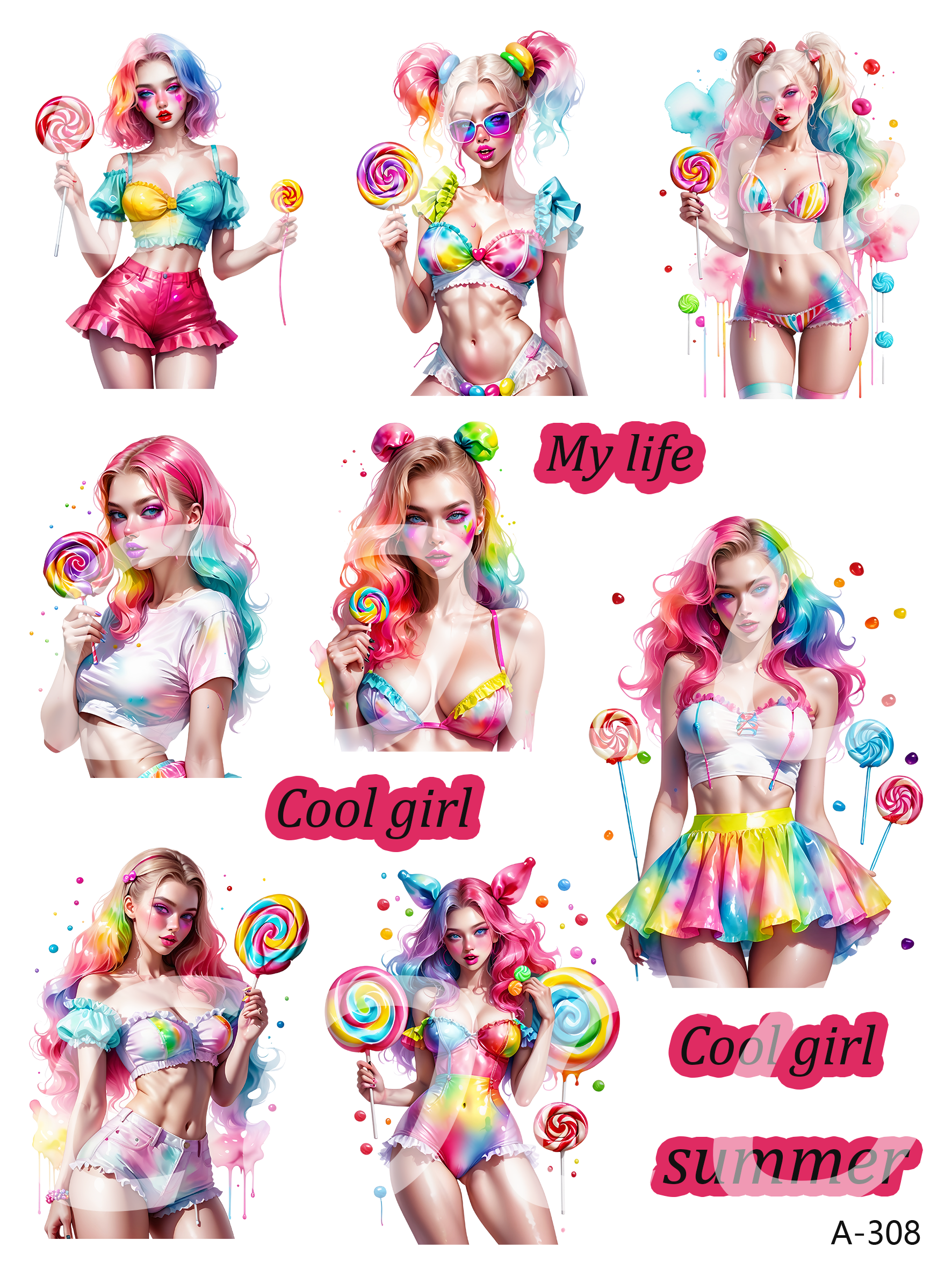 A308-A318 embossed sticker A308 embossed sticker