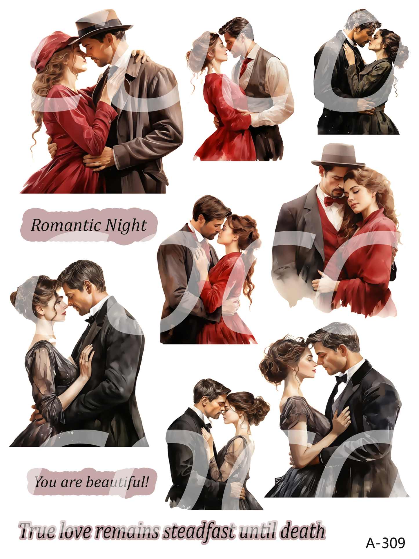 A308-A318 embossed sticker A309 embossed sticker