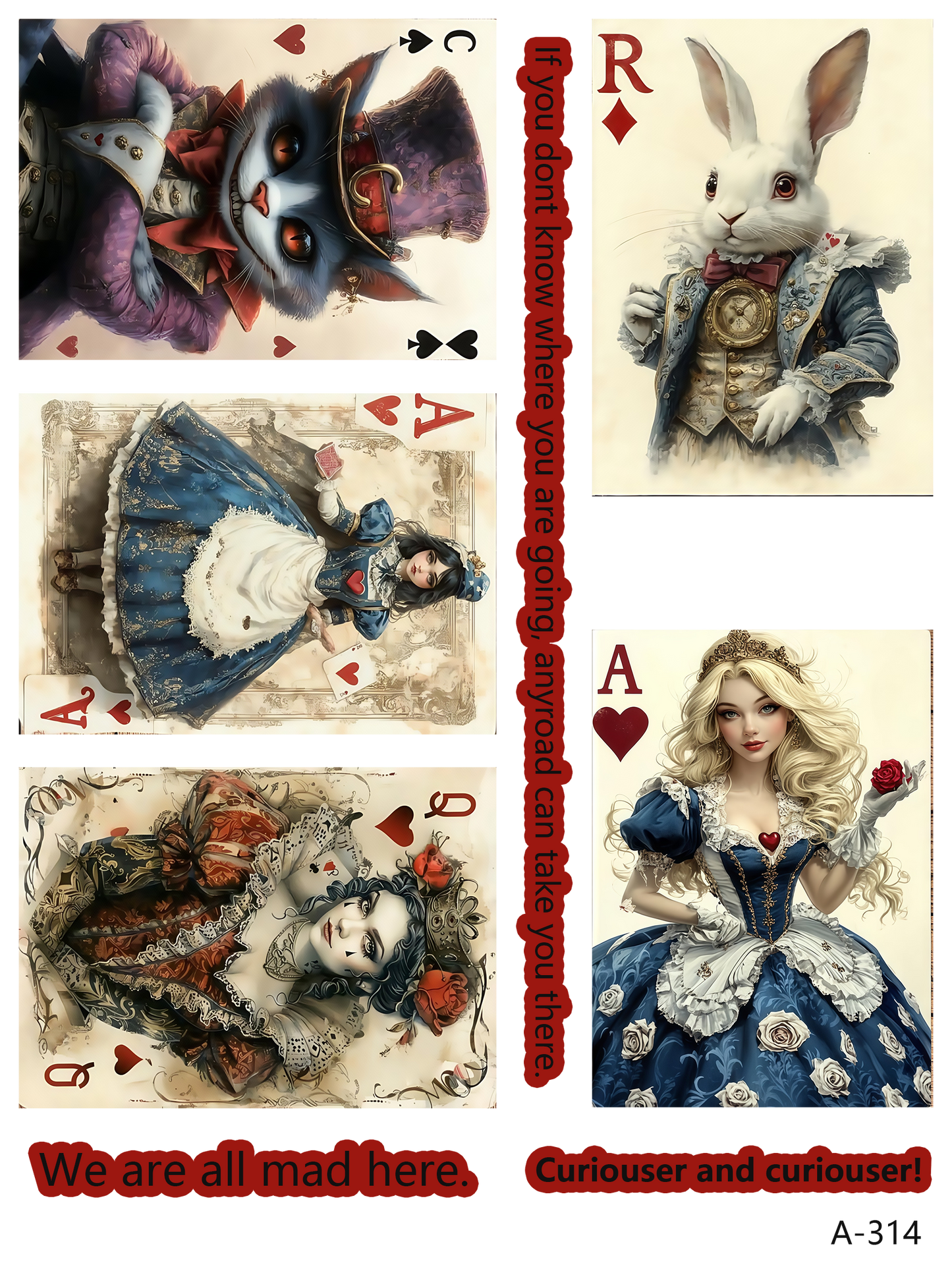 Alice cards embossed sticker bundle
