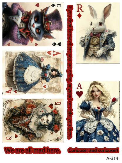 Alice cards embossed sticker bundle