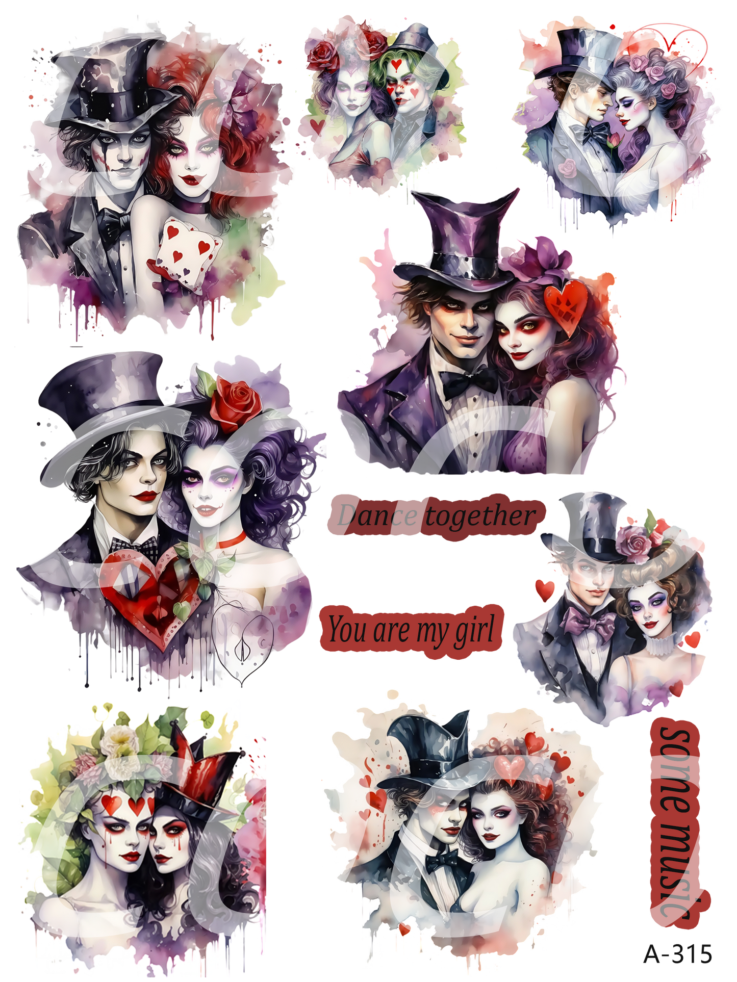 A308-A318 embossed sticker A315 embossed sticker