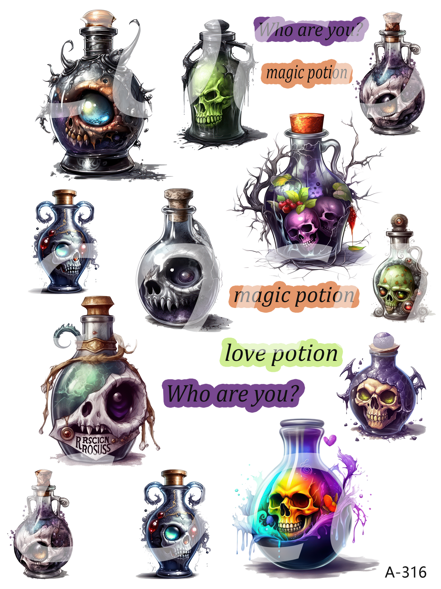 A308-A318 embossed sticker A316 embossed sticker