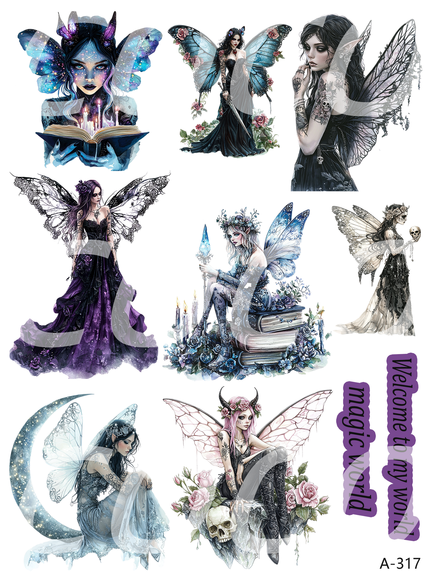 A308-A318 embossed sticker A317 embossed sticker