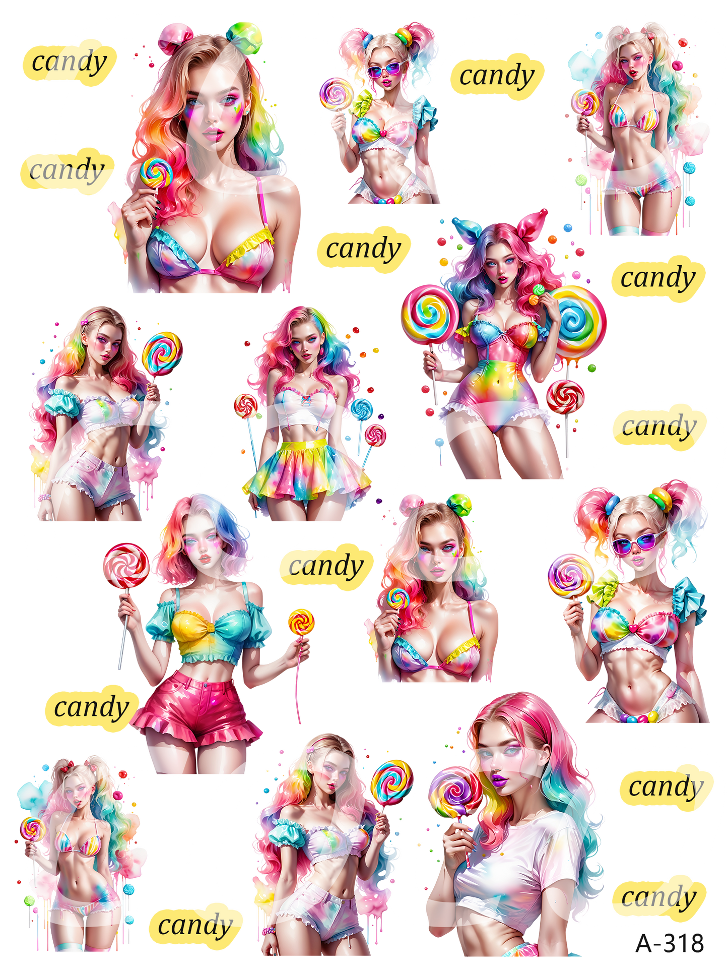 A308-A318 embossed sticker A318 embossed sticker