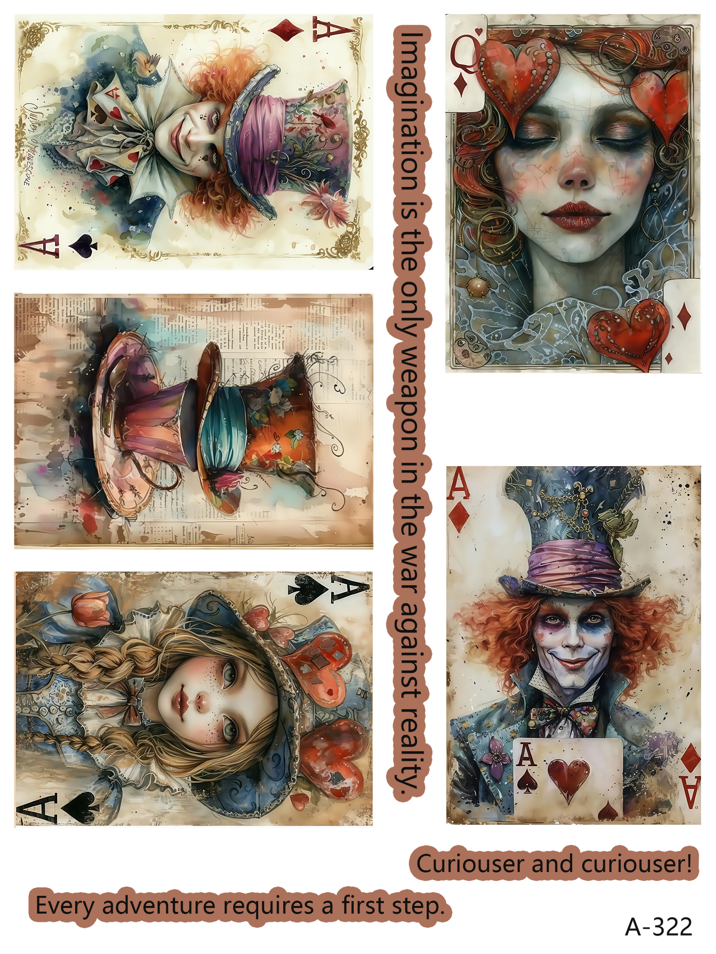 Alice cards embossed sticker bundle