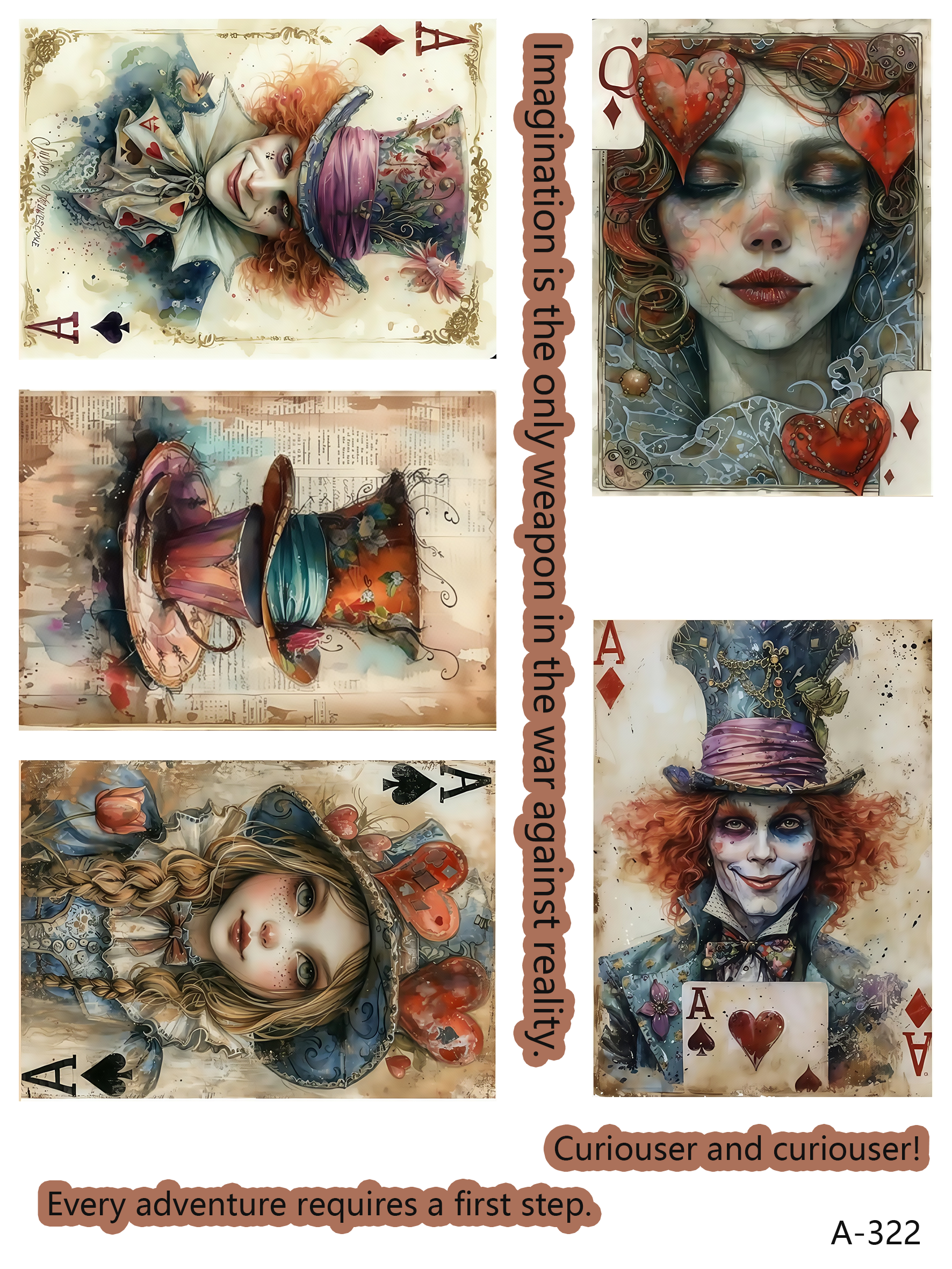 Alice cards embossed sticker bundle