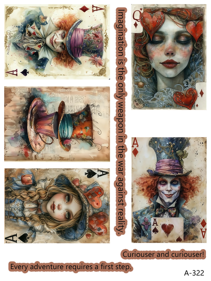 Alice cards embossed sticker bundle