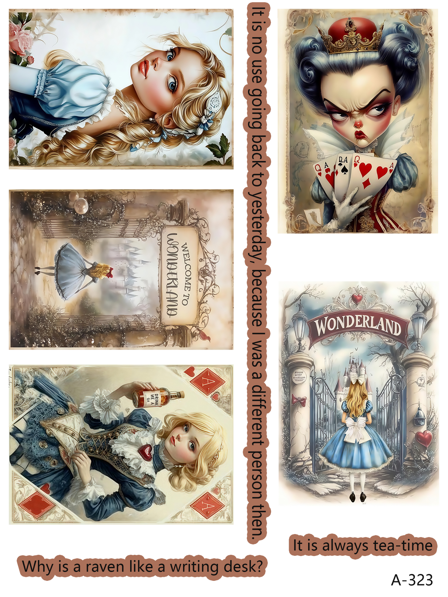 Alice cards embossed sticker bundle