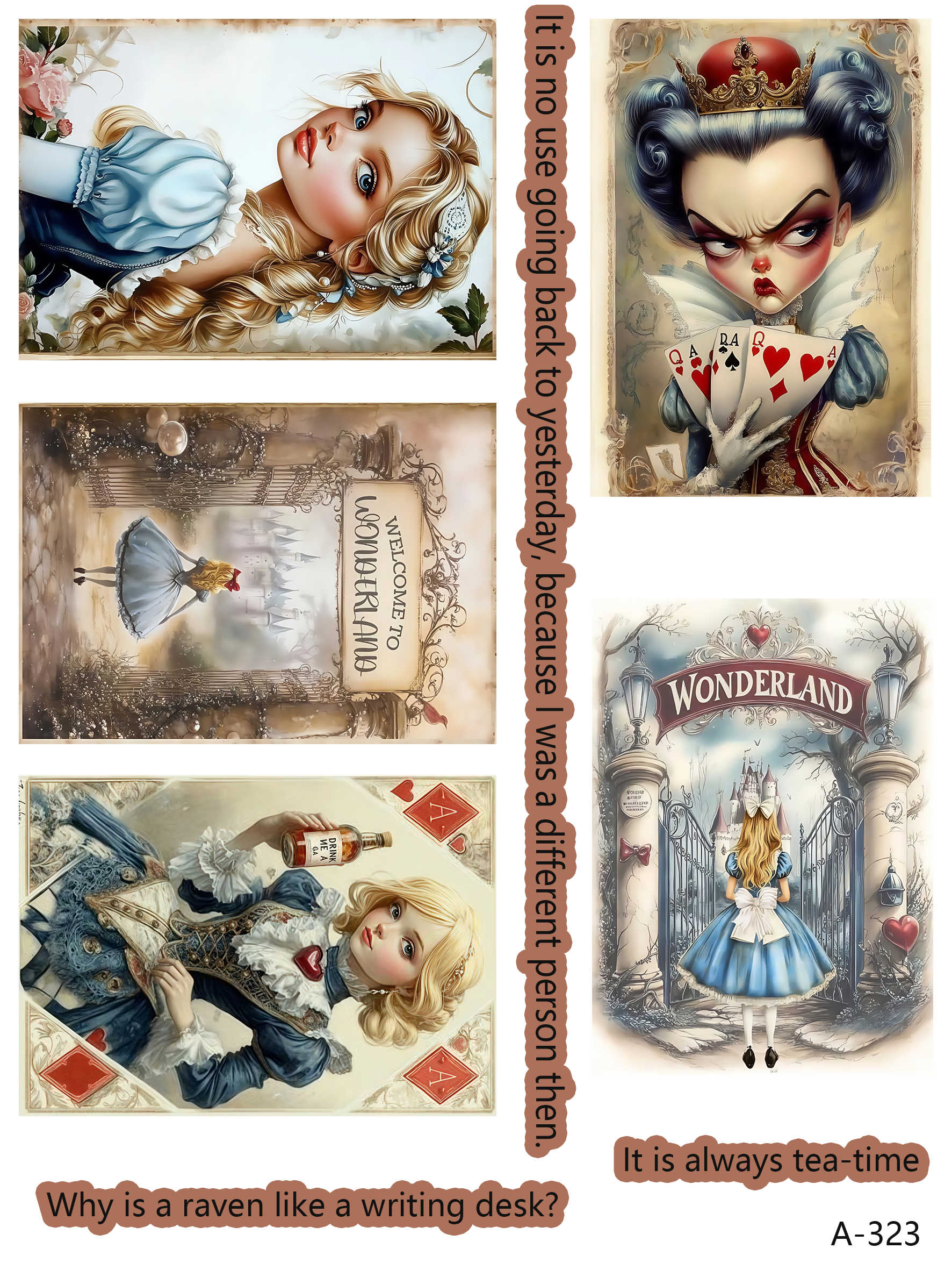Alice cards embossed sticker bundle
