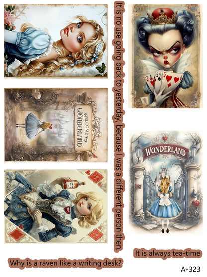 Alice cards embossed sticker bundle