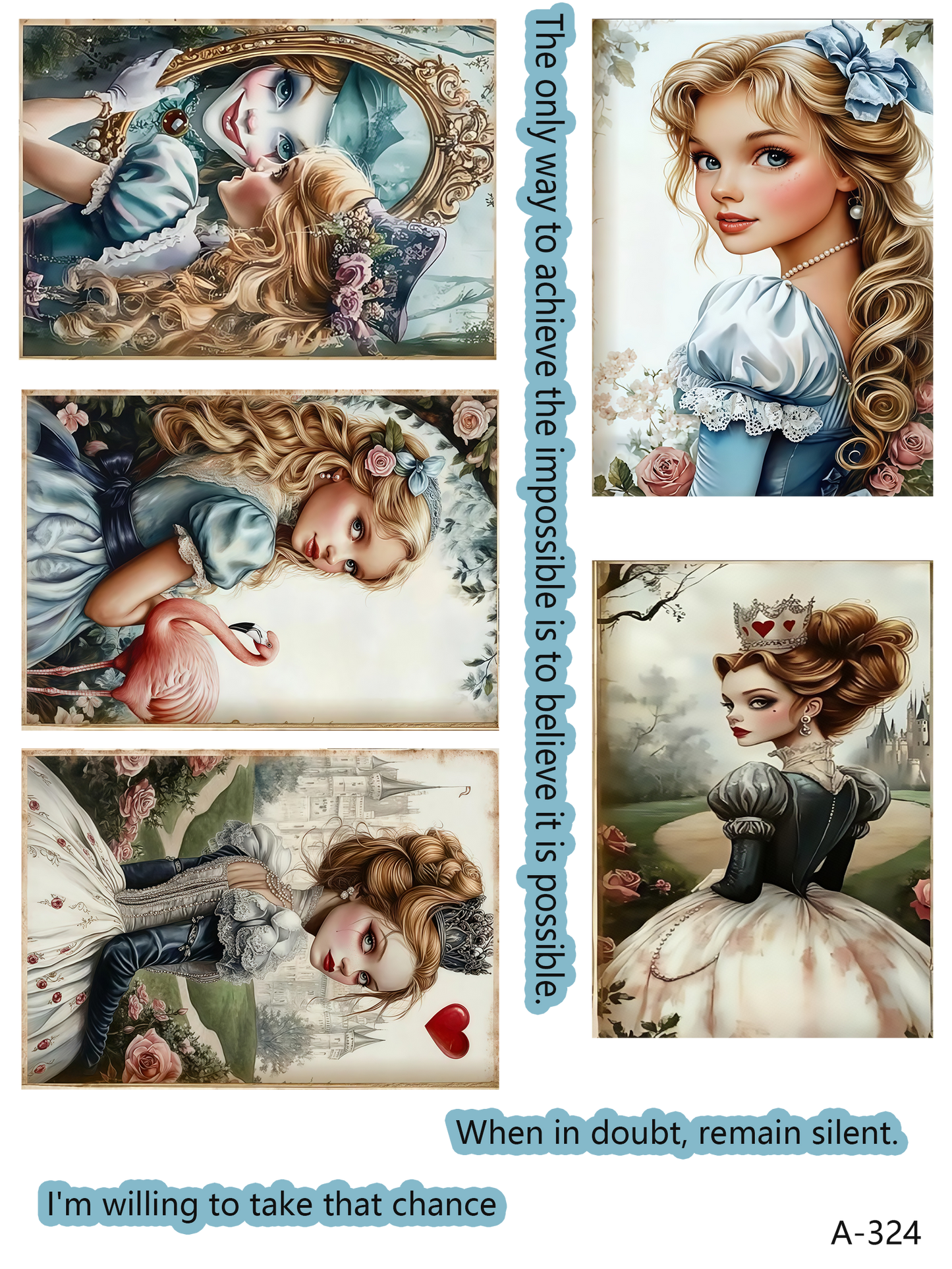Alice cards embossed sticker bundle