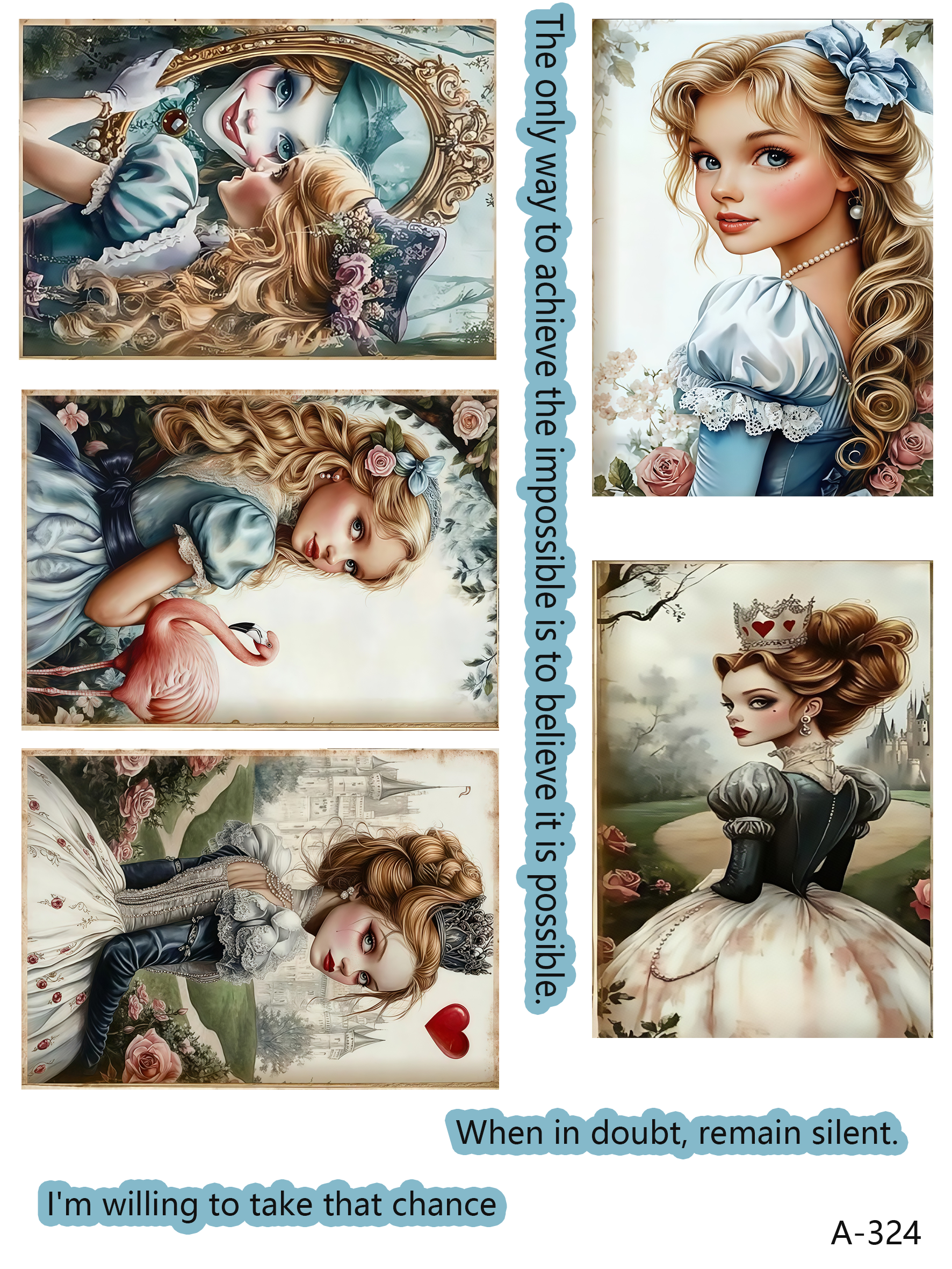 Alice cards embossed sticker bundle