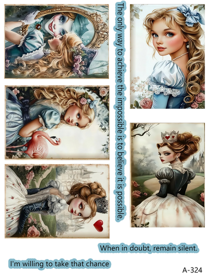 Alice cards embossed sticker bundle