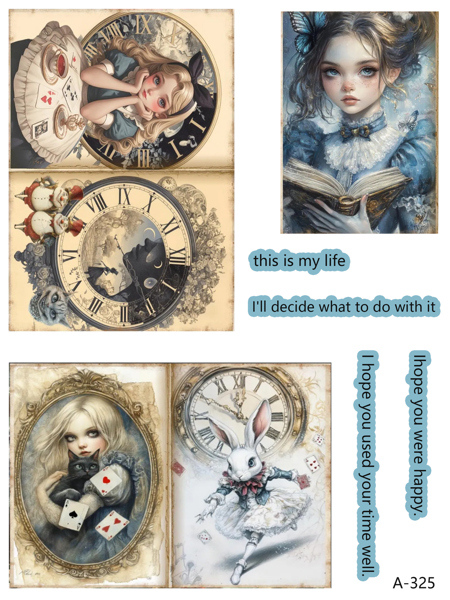 Alice cards embossed sticker bundle