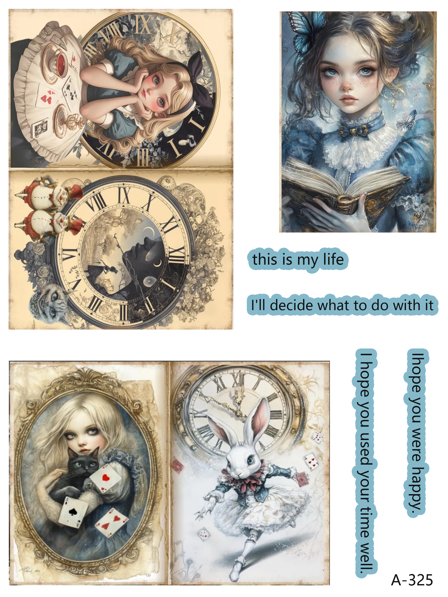 Alice cards embossed sticker bundle