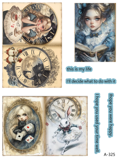 Alice cards embossed sticker bundle