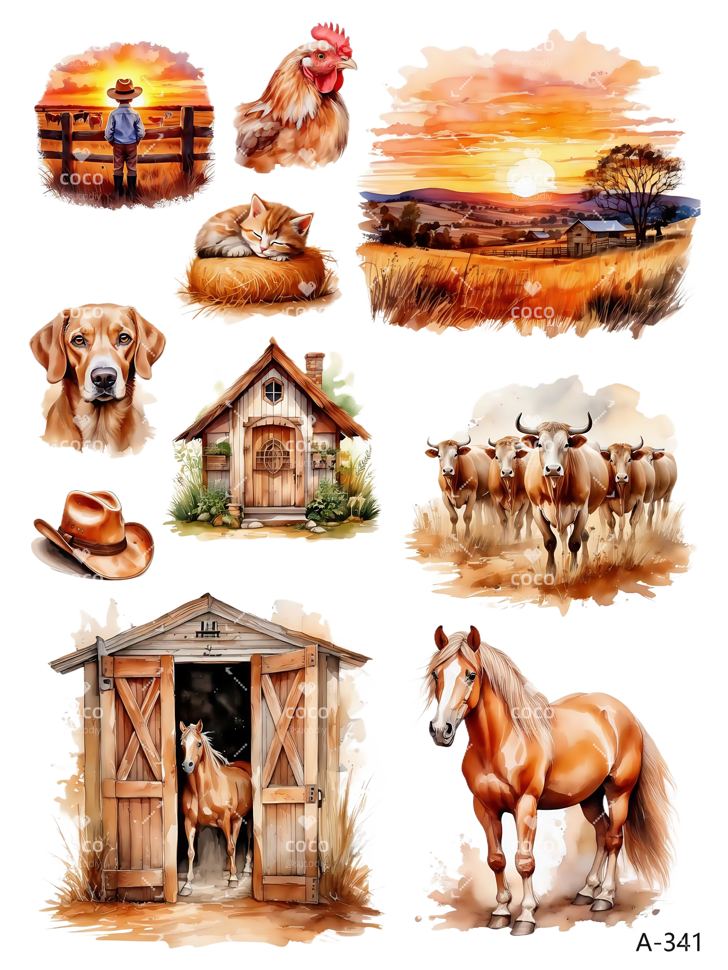 A339-A342 embossed sticker 341 embossed sticker