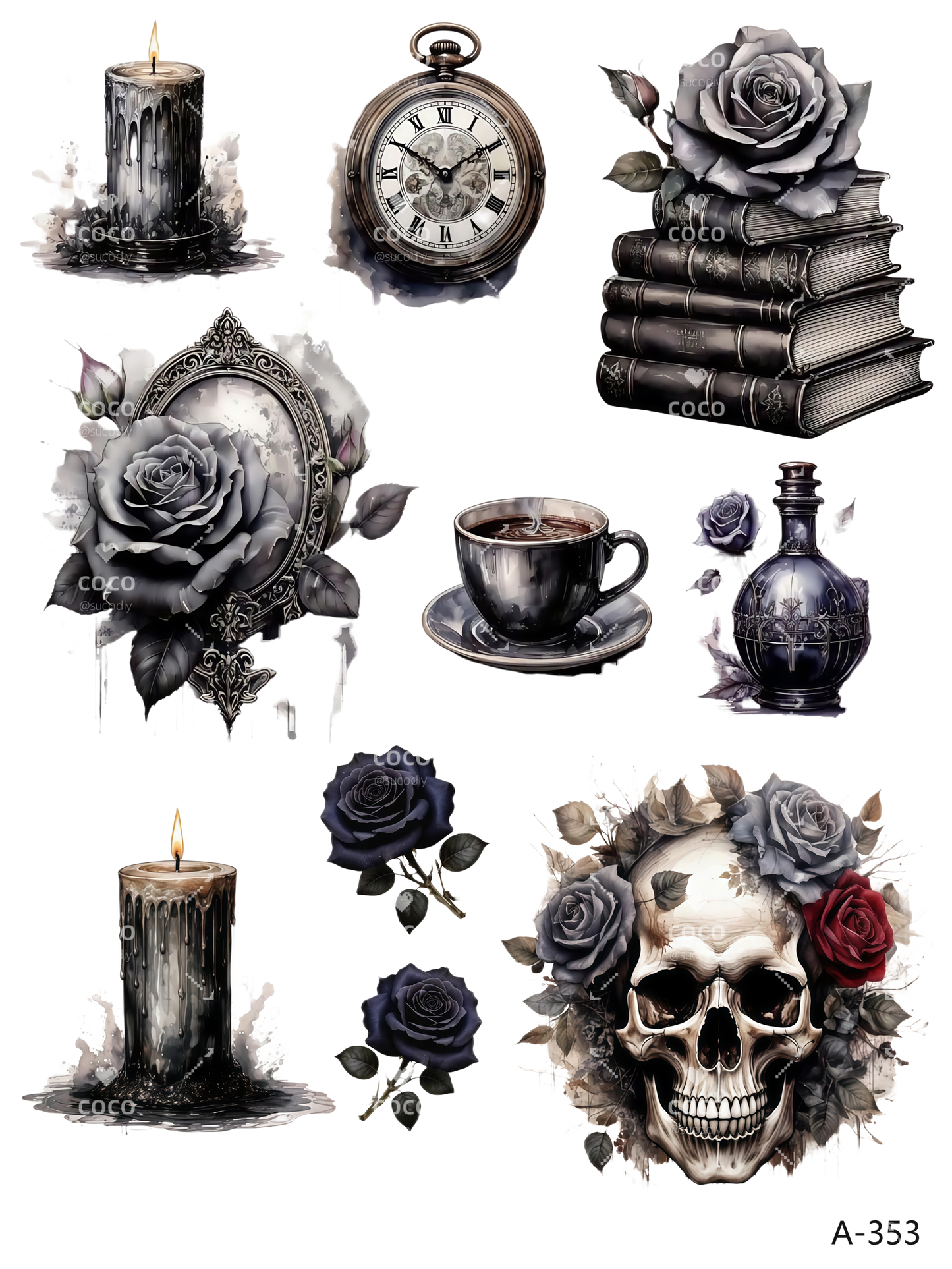 A352-A354 embossed sticker A353 embossed sticker